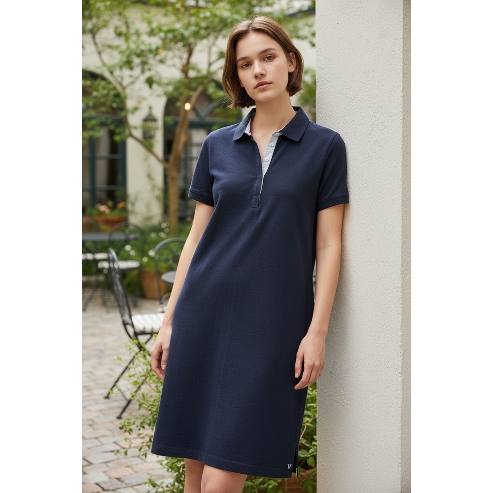 Saint James Cotton Marine Polo Dress XXS Navy Classic French Preppy Casual